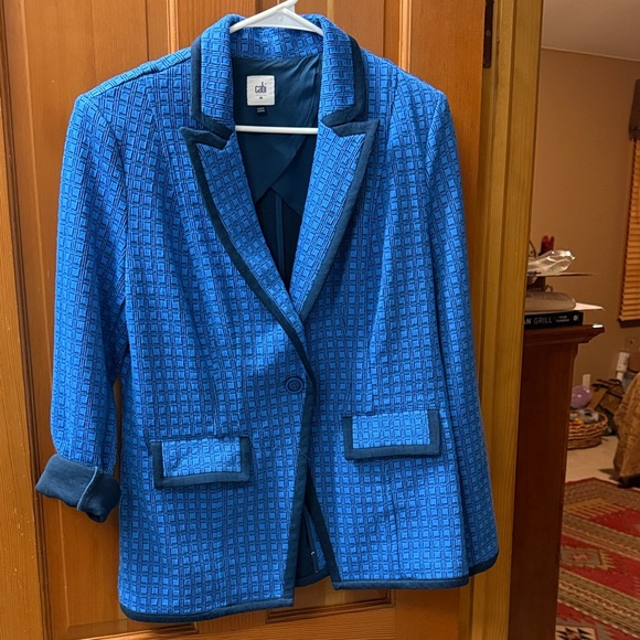 CAbi Blue Textured Blazer with Dark Navy/Black Accents - Picture 1 of 5